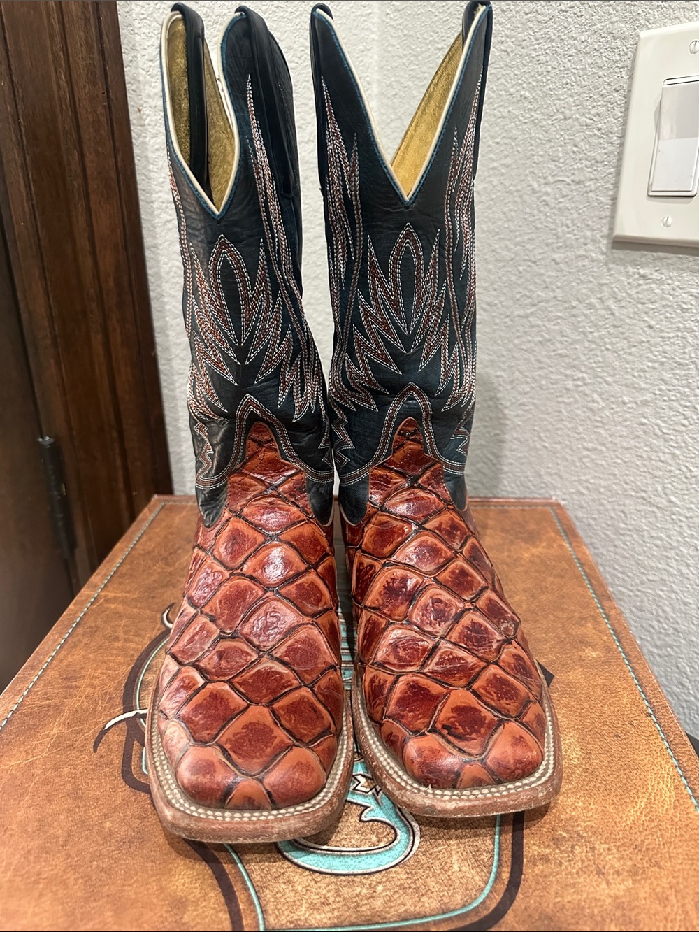 Kids Brown Western Cowboy Boots - Premium Textured Leather